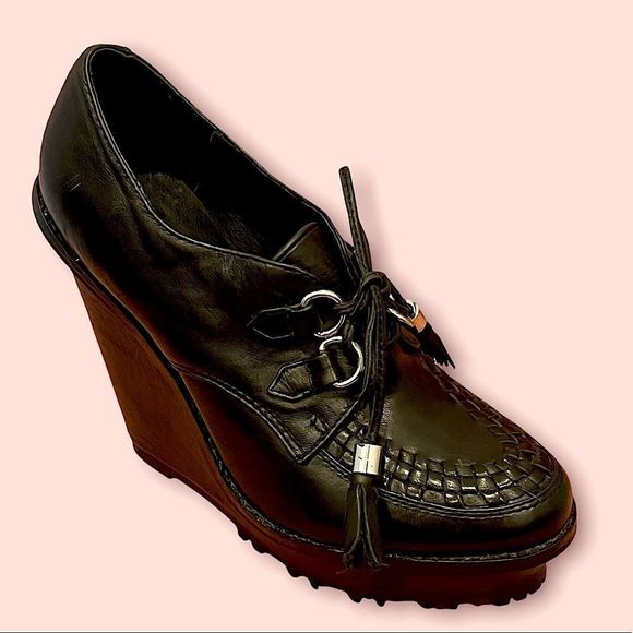 Aldo Black and Brown Wedge Shoes - Picture 1 of 7